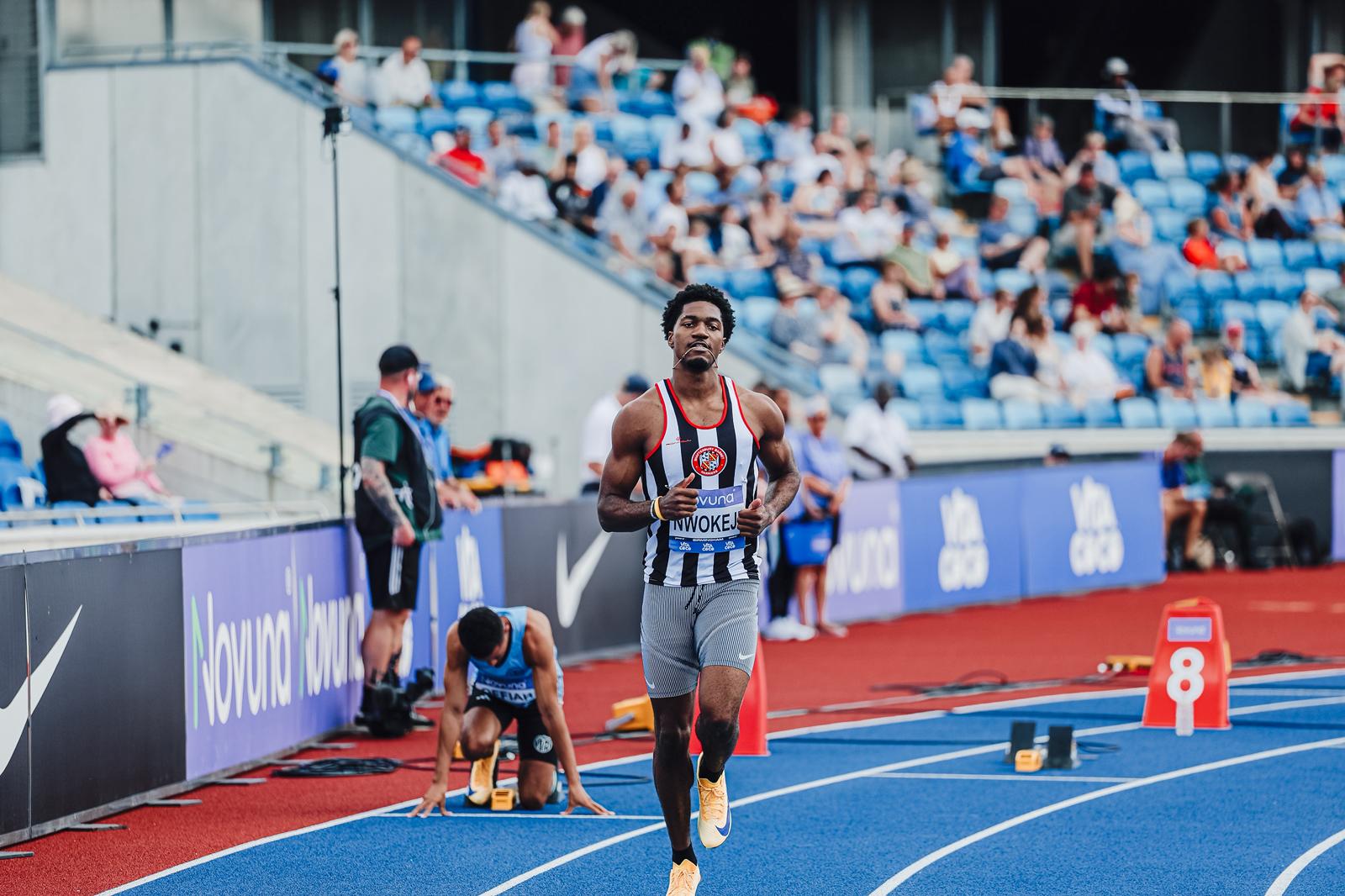 Ebuka Nwokeji at full speed in race action